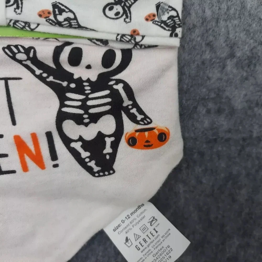 My First Halloween Infant Set Bandana‎ Bib Snap Headband Skeleton Gertex